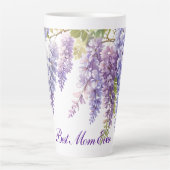 Elegante paarse waterverf wisteria bloemenmam latte mok (Voorkant)
