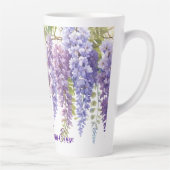 Elegante paarse waterverf wisteria bloemenmam latte mok (Rechts)