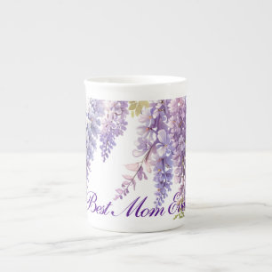 Elegante paarse waterverf wisteria bloemenmam porselein kop
