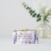 Elegante paarse waterverf wisteria bruiloft informatiekaartje (Staand voorkant)