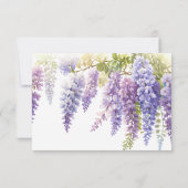 Elegante paarse waterverf wisteria bruiloft RSVP kaartje (Achterkant)