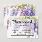 Elegante paarse waterverf wisteria bruiloft RSVP kaartje (Voorkant / Achterkant)