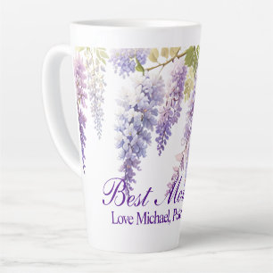 Elegante paarse waterverf wisteria floral Best Mom Latte Mok