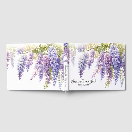 Elegante paarse waterverf wisteria floral gastenboek (Volledig)