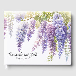 Elegante paarse waterverf wisteria floral gastenboek
