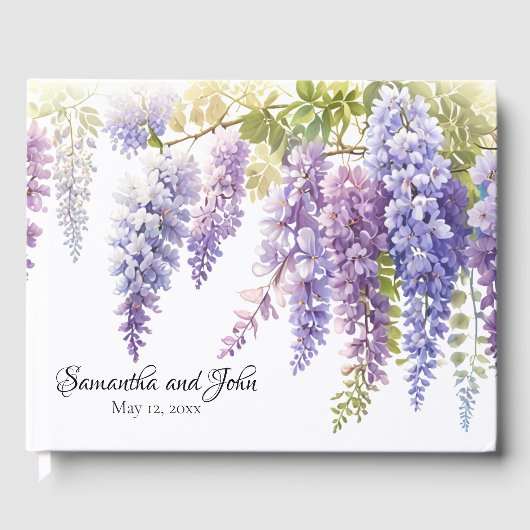 Elegante paarse waterverf wisteria floral gastenboek (Voorkant)