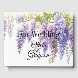 Elegante paarse waterverf wisteria floral gastenboek
