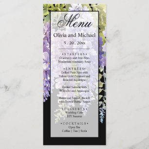 Elegante paarse waterverf wisteria floral menu