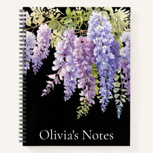 Elegante paarse waterverf wisteria floral notitieboek