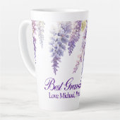 Elegante paarse waterverf wisteria floral Oma Latte Mok (Linkerhoek)