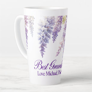 Elegante paarse waterverf wisteria floral Oma Latte Mok