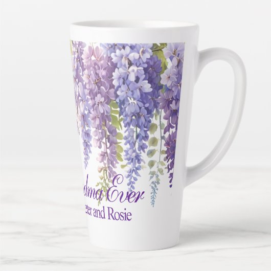 Elegante paarse waterverf wisteria floral Oma Latte Mok (Rechts)