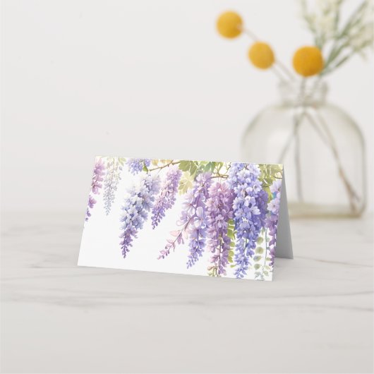 Elegante paarse waterverf wisteria floral plaatskaartje (Achterkant)