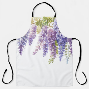 Elegante paarse waterverf wisteria floral schort