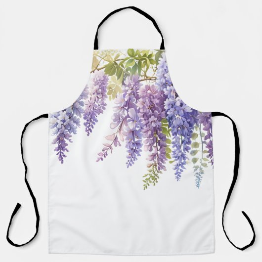 Elegante paarse waterverf wisteria floral schort (Voorkant)