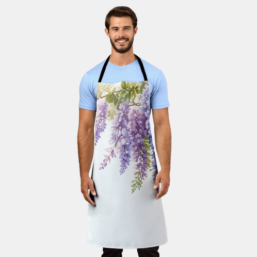 Elegante paarse waterverf wisteria floral schort (Gedragen)