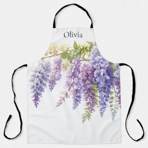 Elegante paarse waterverf wisteria floral schort