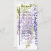 Elegante paarse waterverf wisteria huwelijksprogra (Achterkant)