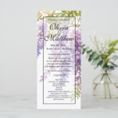 Elegante paarse waterverf wisteria huwelijksprogra (Staand voorkant)