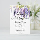 Elegante paarse waterverf wisteria lila bruiloft kaart (Staand voorkant)