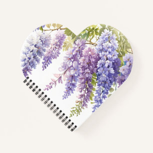 Elegante paarse waterverf wisteria paarse bloemen notitieboek