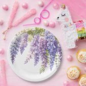 Elegante paarse waterverf wisteria paarse bloemen papieren bordje (Feest)