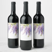 Elegante paarse waterverf wisteria paarse bloemen wijn etiket (Flessen)