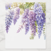 Elegante paarse waterverf wisteria paarse bloemen wijn etiket (Enkel label)