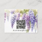 Elegante paarse waterverf wisteria QR code bruilof Informatiekaartje (Achterkant)