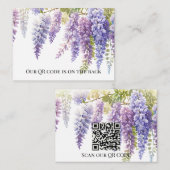 Elegante paarse waterverf wisteria QR code bruilof Informatiekaartje (Voorkant / Achterkant)