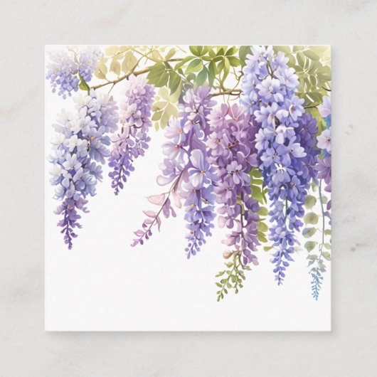 Elegante paarse waterverf wisteria QR code bruilof Informatiekaartje (Achterkant)