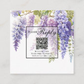 Elegante paarse waterverf wisteria QR code bruilof Informatiekaartje (Voorkant)