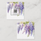 Elegante paarse waterverf wisteria QR code bruilof Informatiekaartje (Voorkant / Achterkant)