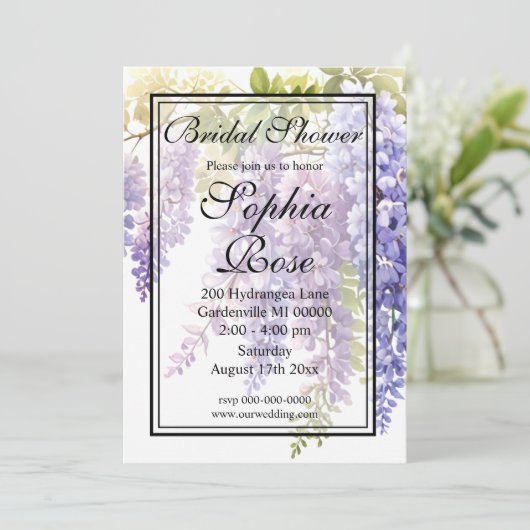 Elegante paarse waterverf wisteria vrijgezellenfee kaart (Staand voorkant)