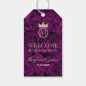 Elegante Paarse Welkom Bruiloft Cadeaulabel (Voorkant)