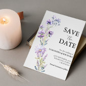 Elegante Paarse Wildflower bruiloft Save the Date Kaart