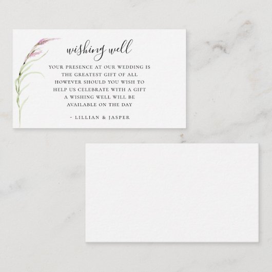 Elegante Paarse Wildflower bruiloft Wishing Well Informatiekaartje (Voorkant / Achterkant)