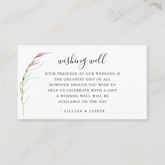 Elegante Paarse Wildflower bruiloft Wishing Well Informatiekaartje (Voorkant)