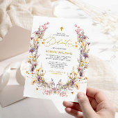 Elegante Paarse Wildflower Dedication Invitation Kaart