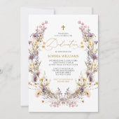 Elegante Paarse Wildflower Dedication Invitation Kaart (Voorkant)