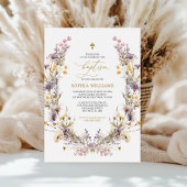 Elegante Paarse Wildflower doopuitnodiging Kaart