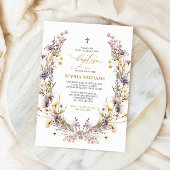 Elegante Paarse Wildflower doopuitnodiging Kaart