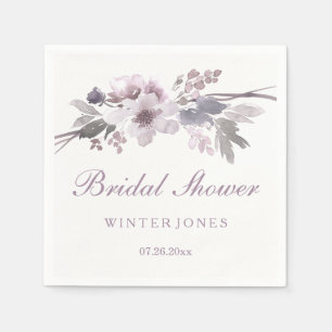 Elegante paarse winter bloem bruiloft servet