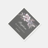 Elegante Paarse Wintergrijze Bloemendoop Servetten (Hoek)