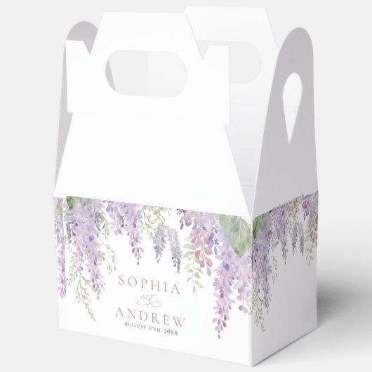 Elegante Paarse Wisteria Bloemen Bruiloft Bedankdoosjes (Open)