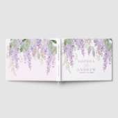 Elegante Paarse Wisteria Bloemen Bruiloft Gastenboek (Volledig)