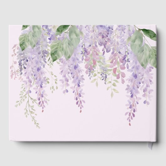 Elegante Paarse Wisteria Bloemen Bruiloft Gastenboek (Achterkant)