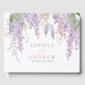 Elegante Paarse Wisteria Bloemen Bruiloft Gastenboek (Voorkant)