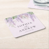Elegante Paarse Wisteria Bloemen Bruiloft Kartonnen Onderzetters (Schuin)
