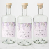 Elegante Paarse Wisteria Bloemen Bruiloft Likeurfles Etiket (Flessen)